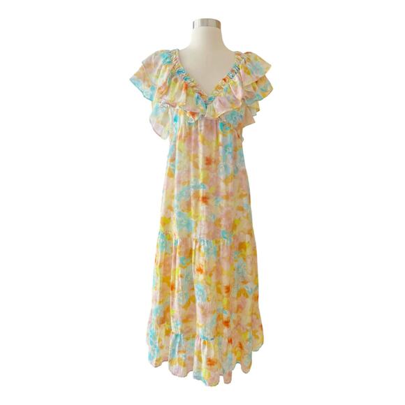 ROLLER RABBIT Ondine Dress Sandrio Floral Multicolor Pastels Cotton Silk Small - Picture 4 of 12